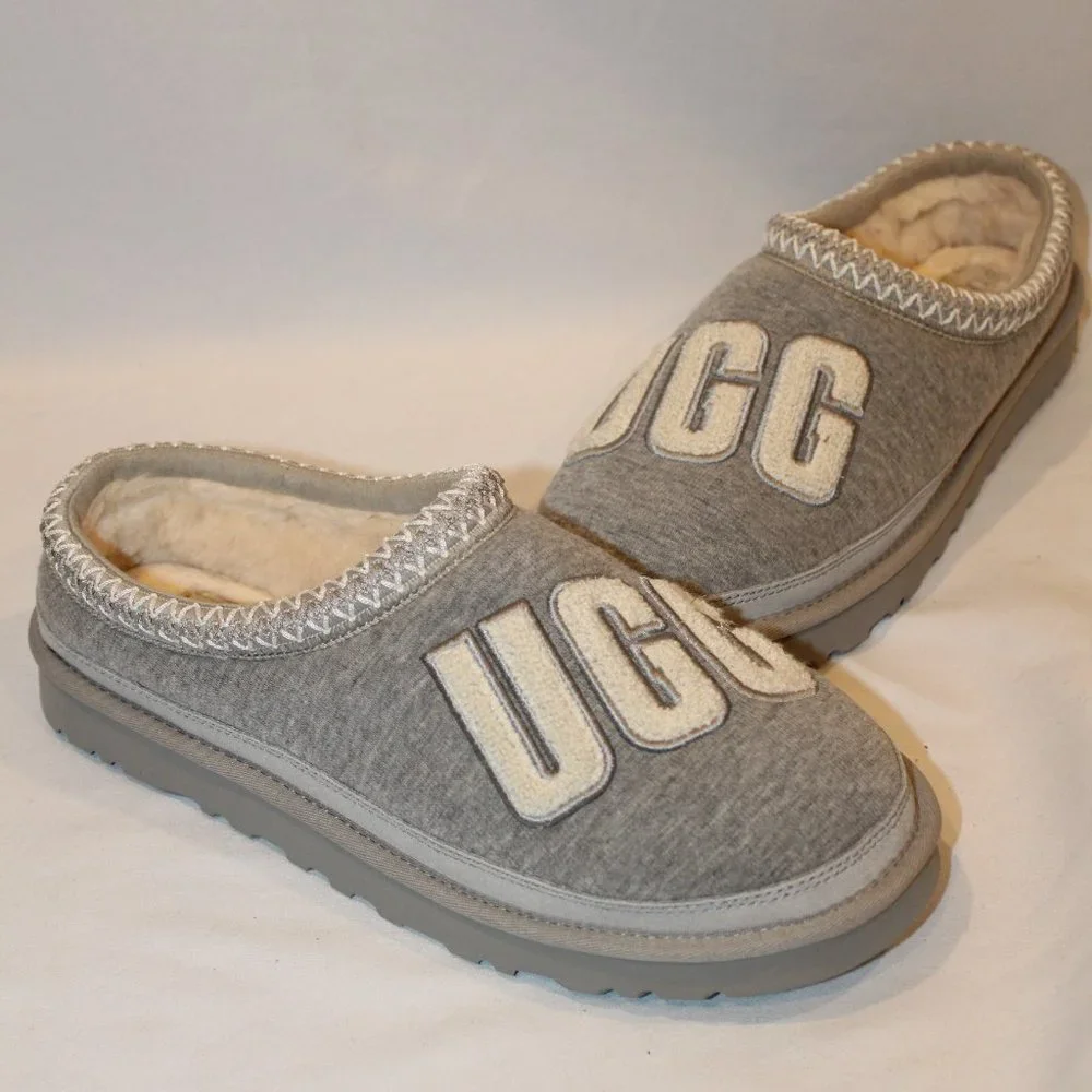 NIB UGG‎ JERSEY LOGO MEN'S SLIP ON TASMAN SLIPPERS GRAY